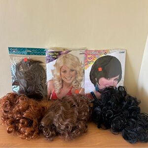 Lot of 6 wigs women Curly Wig Collection - Brown, Black, Blonde, red Halloween
